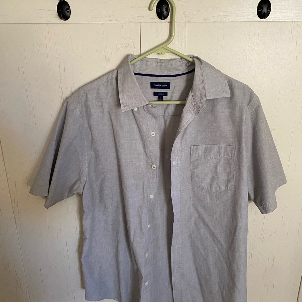 Croft&Barrow Men's Gray Short Sleeve Button Down Shirt